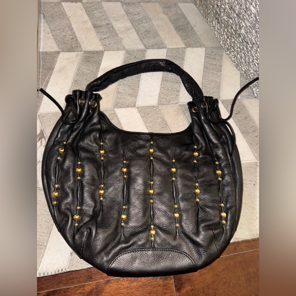 Isabella Fiore Black Leather Studded Women's Bag